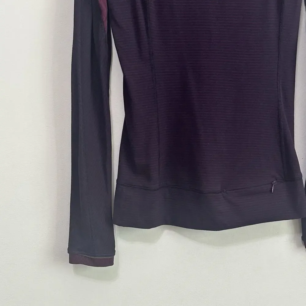 Lululemon Full Tilt Long Sleeve Top S/4? Navy Hyper Stripe Plum Lace Thumb Holes